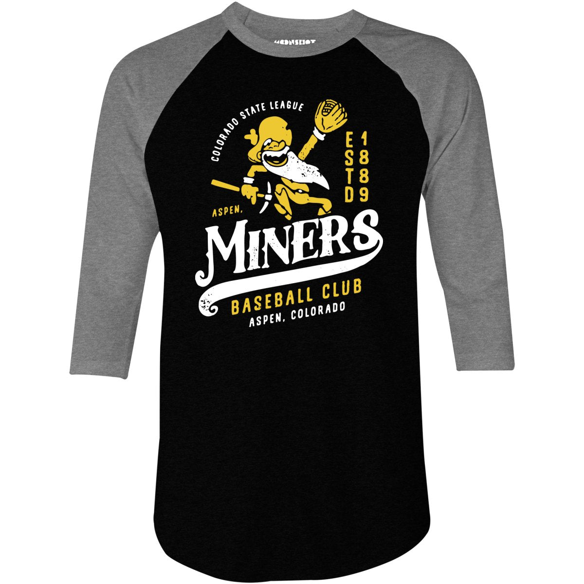 Aspen Miners - Colorado - Vintage Defunct Baseball Teams - 3/4 Sleeve Raglan T-Shirt