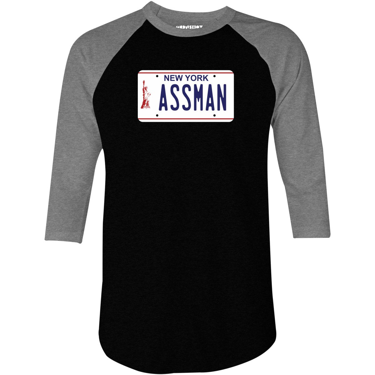 Assman New York License Plate - 3/4 Sleeve Raglan T-Shirt