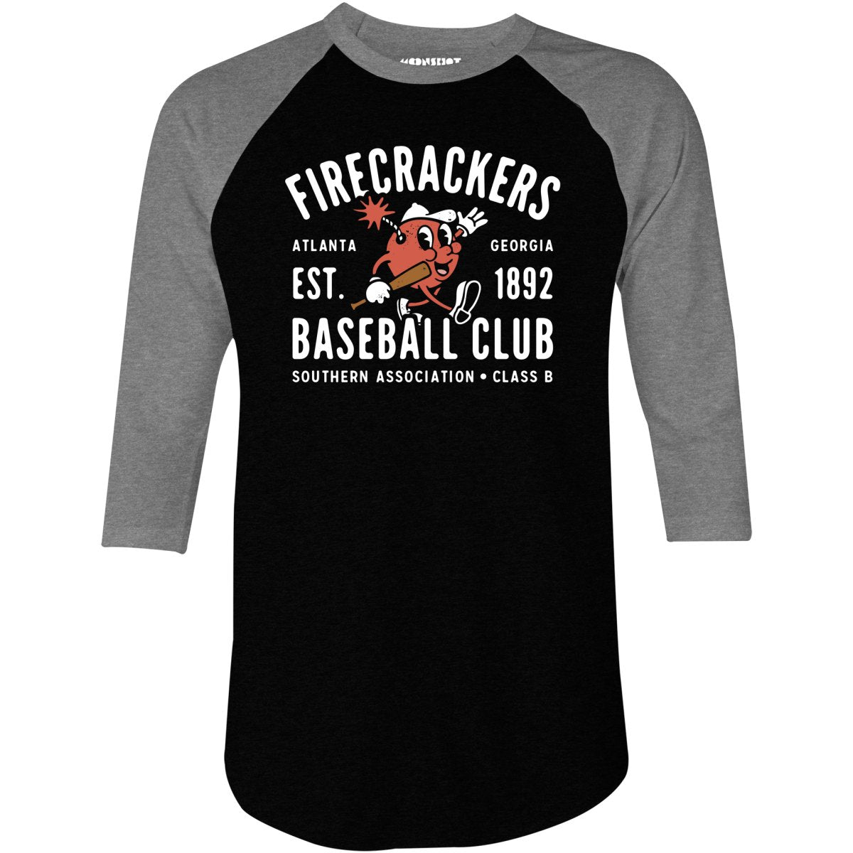 Atlanta Firecrackers - Georgia - Vintage Defunct Baseball Teams - 3/4 Sleeve Raglan T-Shirt