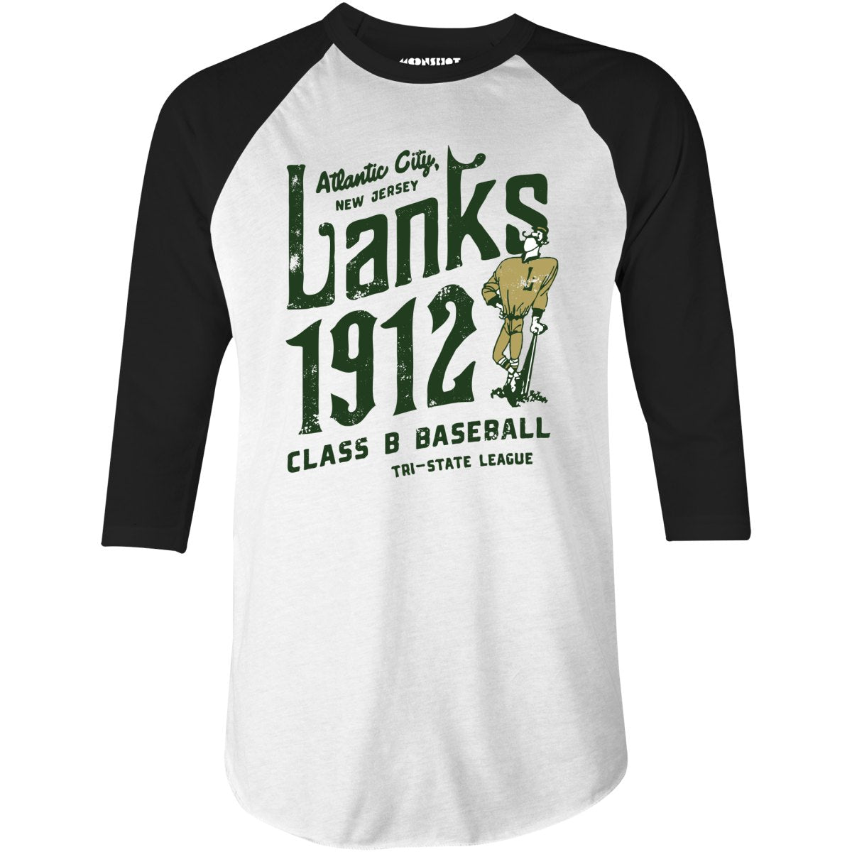 Atlantic City Lanks - New Jersey - Vintage Defunct Baseball Teams - 3/4 Sleeve Raglan T-Shirt