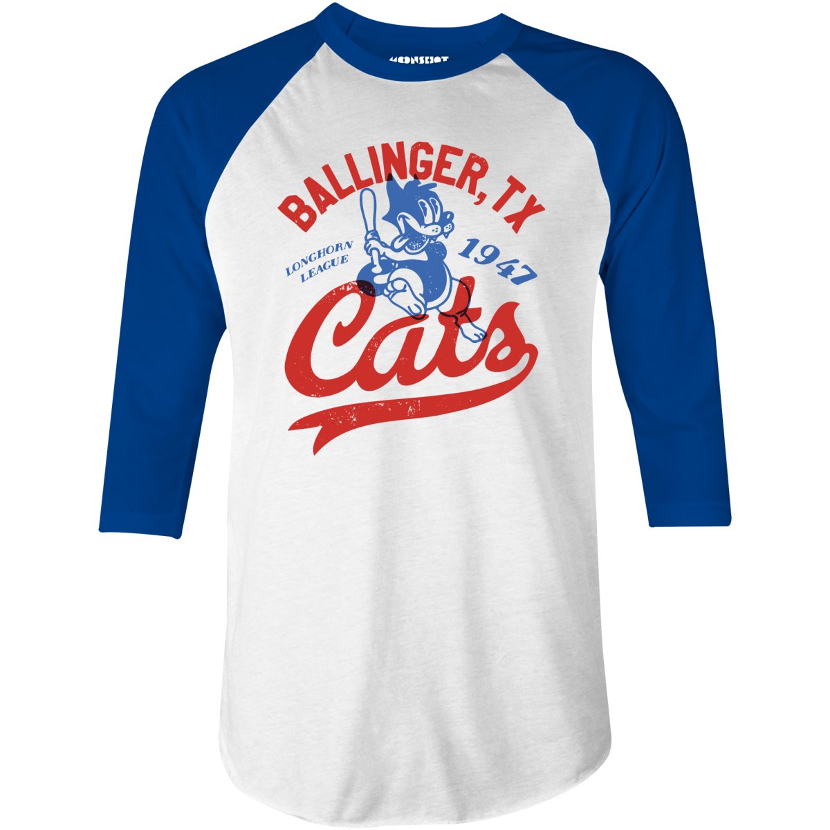 Ballinger Cats - Texas - Vintage Defunct Baseball Teams - 3/4 Sleeve Raglan T-Shirt