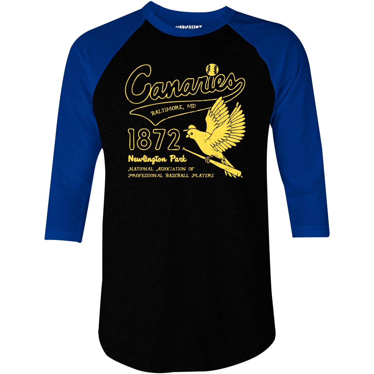 Baltimore Canaries - Maryland - Vintage Defunct Baseball Teams - 3/4 Sleeve Raglan T-Shirt
