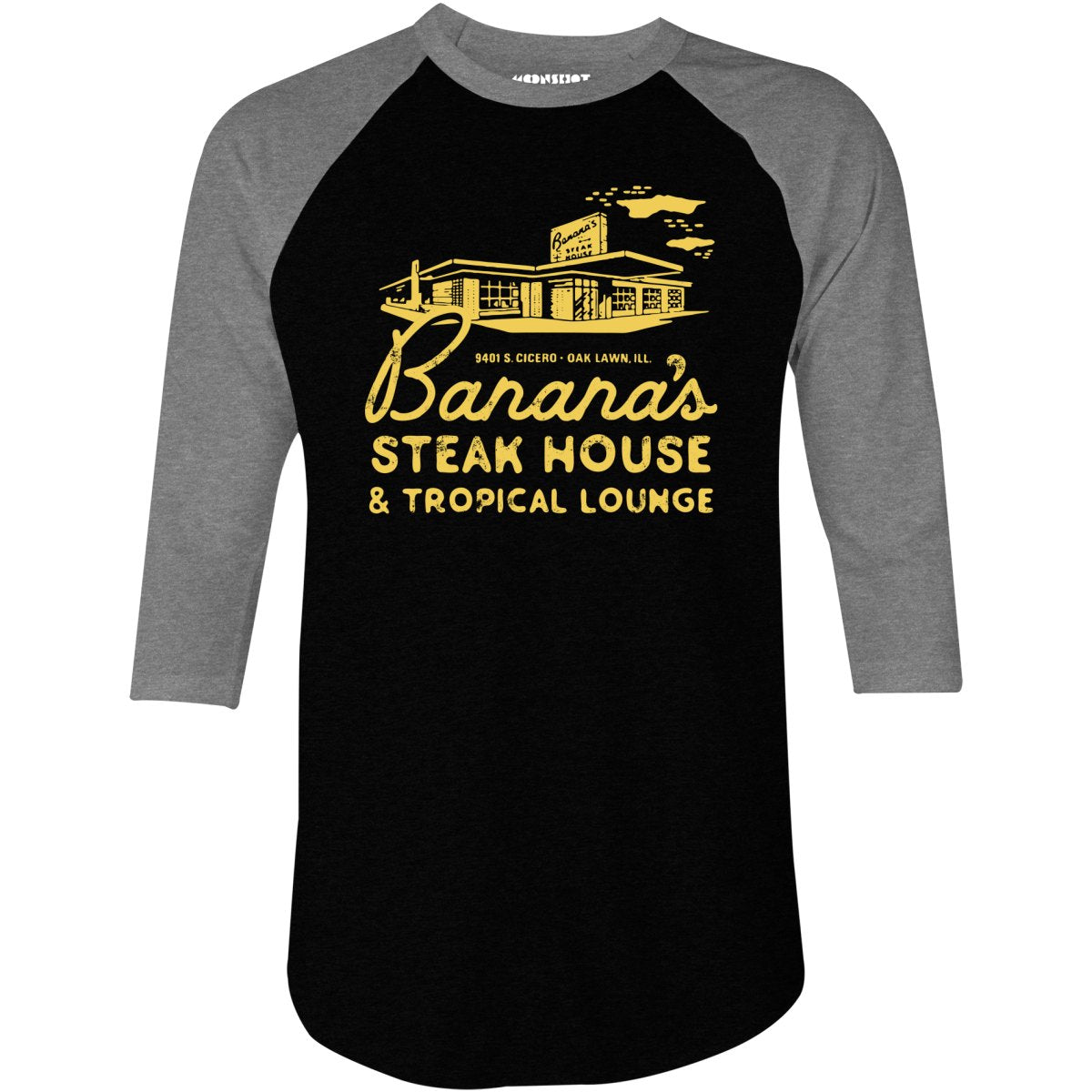 Banana's Steak House - Oak Lawn, Il - Vintage Restaurant - 3/4 Sleeve Raglan T-Shirt