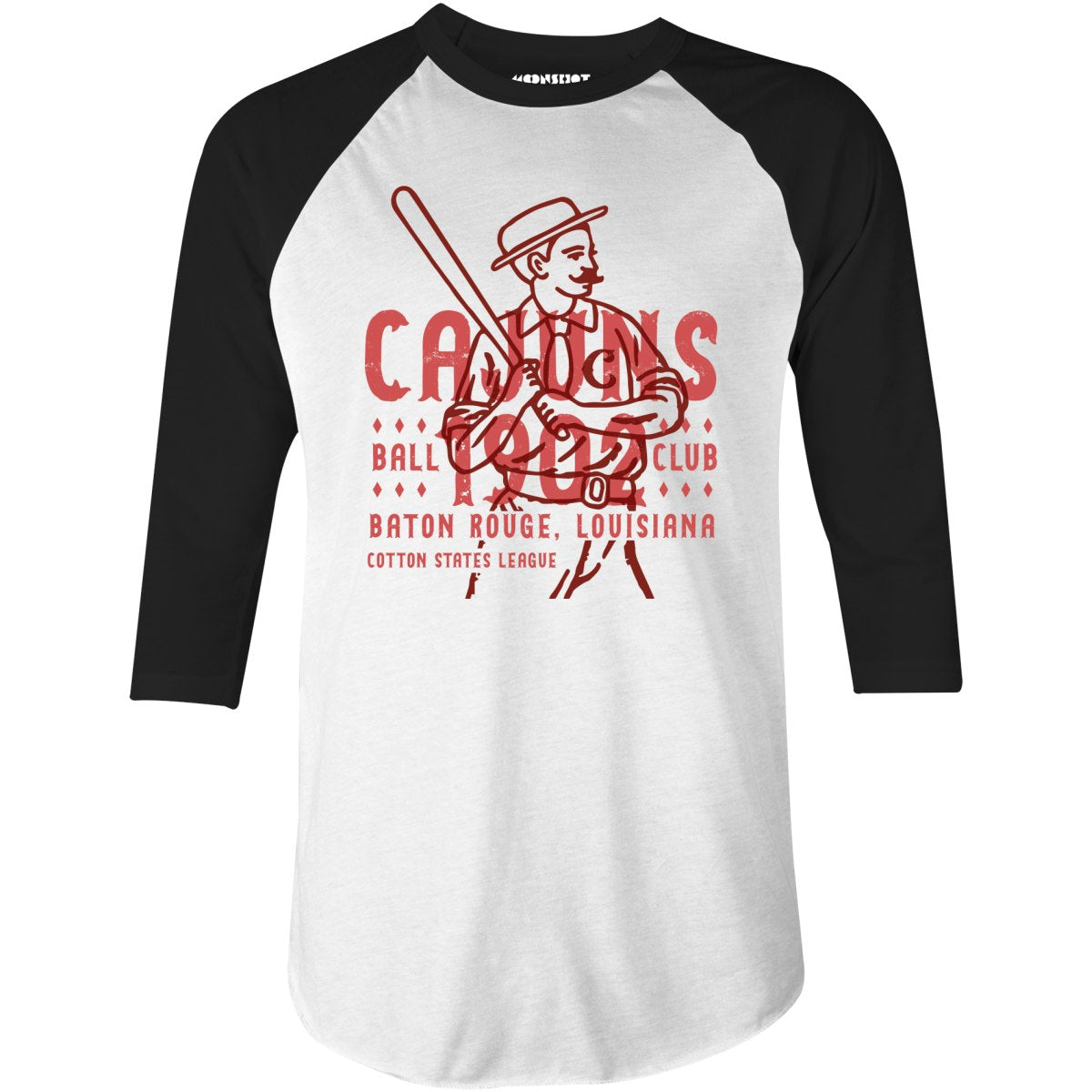 Baton Rouge Cajuns - Louisiana - Vintage Defunct Baseball Teams - 3/4 Sleeve Raglan T-Shirt