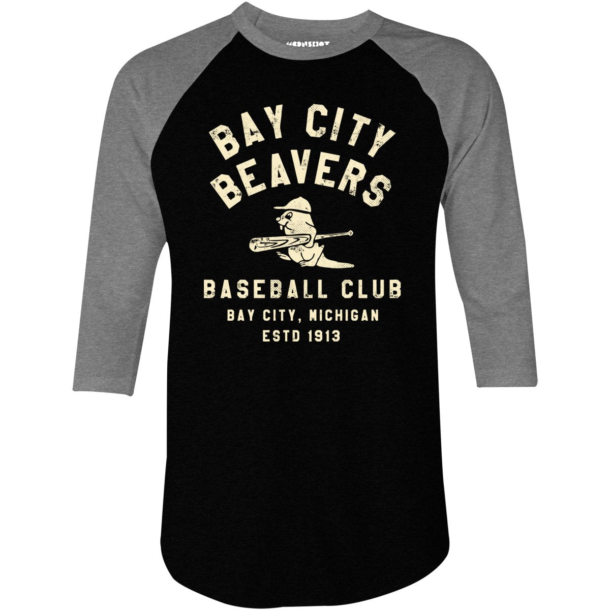 Bay City Beavers - Michigan - Vintage Defunct Baseball Teams - 3/4 Sleeve Raglan T-Shirt