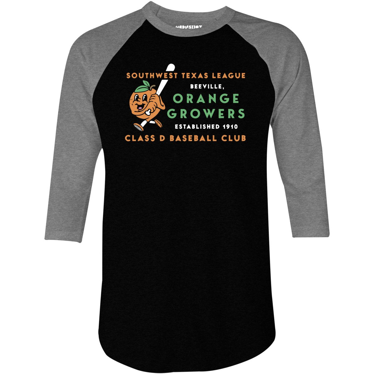 Beeville Orange Growers - Texas - Vintage Defunct Baseball Teams - 3/4 Sleeve Raglan T-Shirt