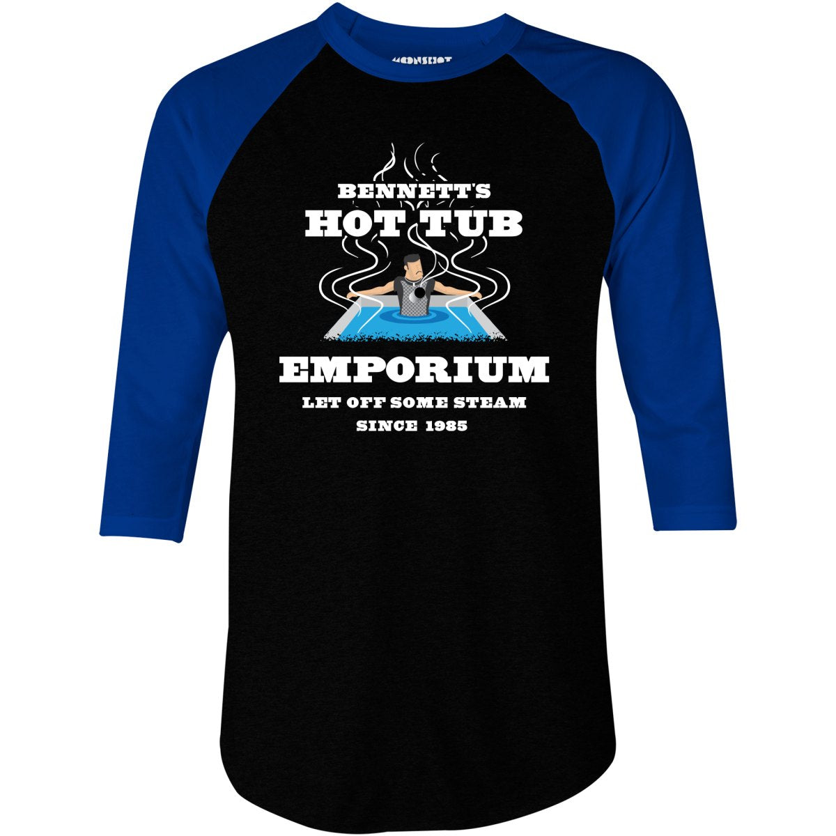 Bennett's Hot Tub Emporium - Commando - 3/4 Sleeve Raglan T-Shirt