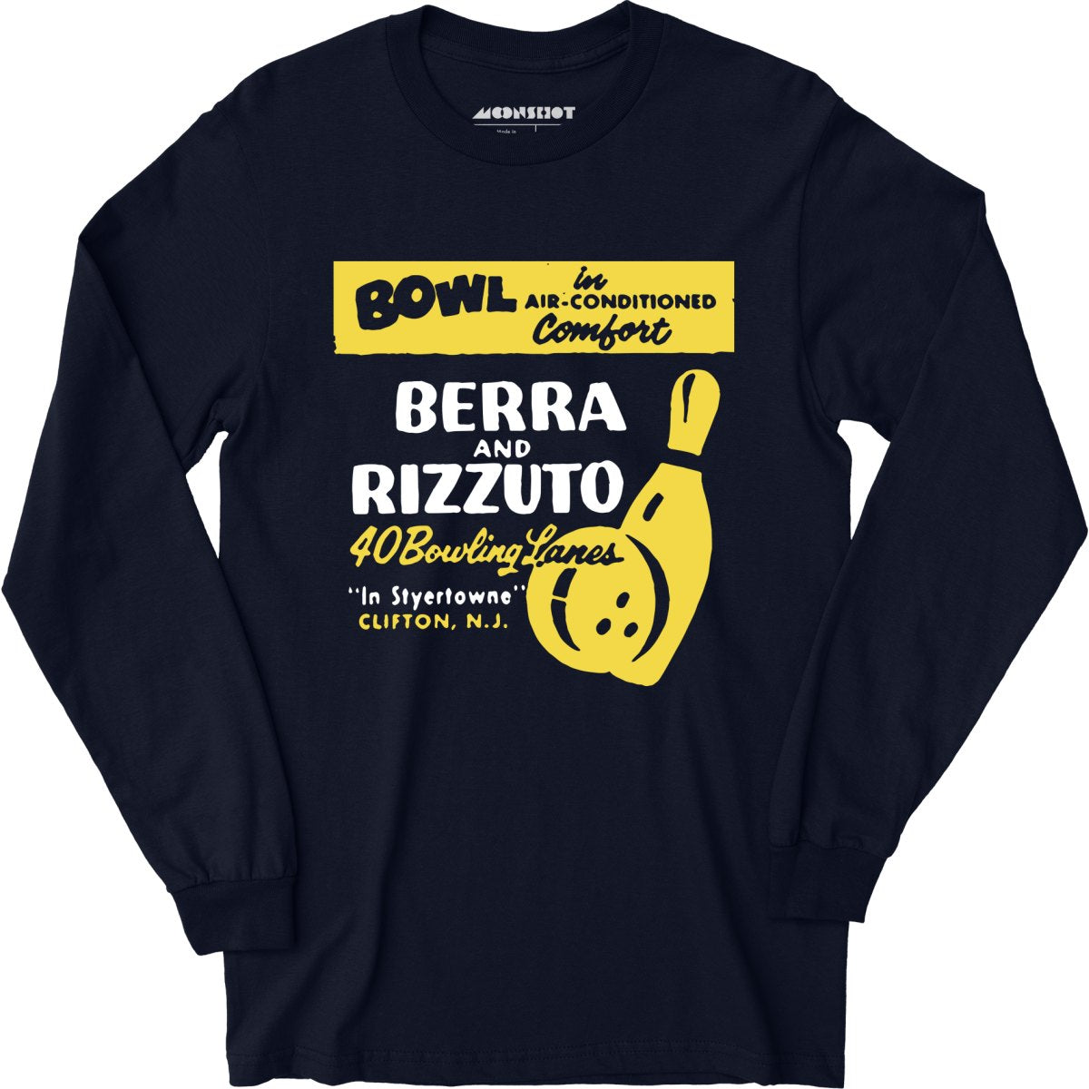 Berra and Rizzuto - Clifton, NJ - Vintage Bowling Alley - Long Sleeve T-Shirt