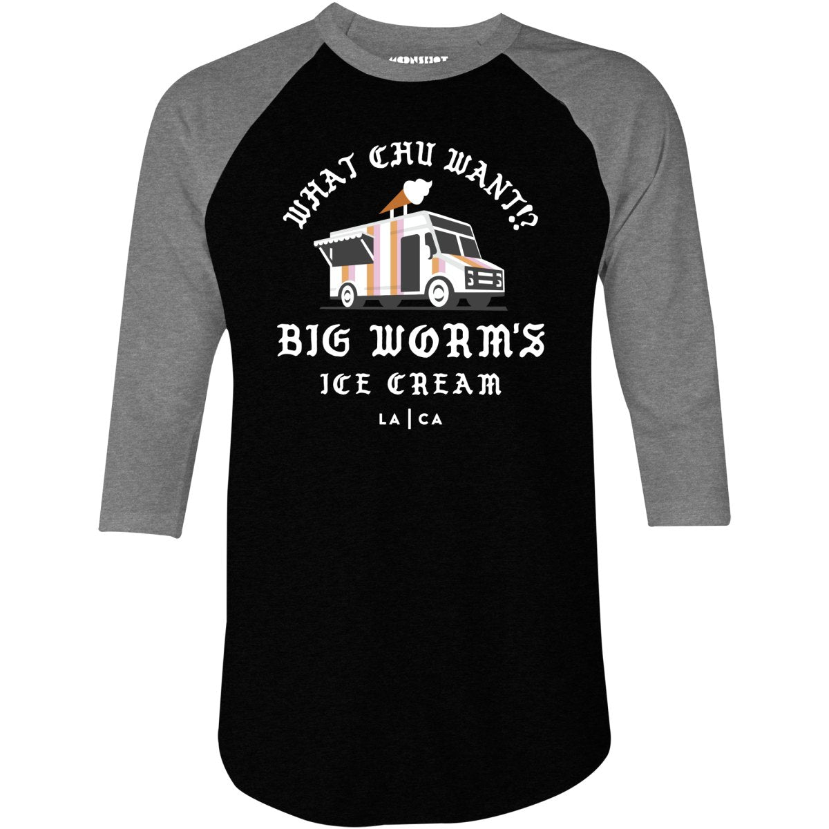 Big Worm's Ice Cream - 3/4 Sleeve Raglan T-Shirt