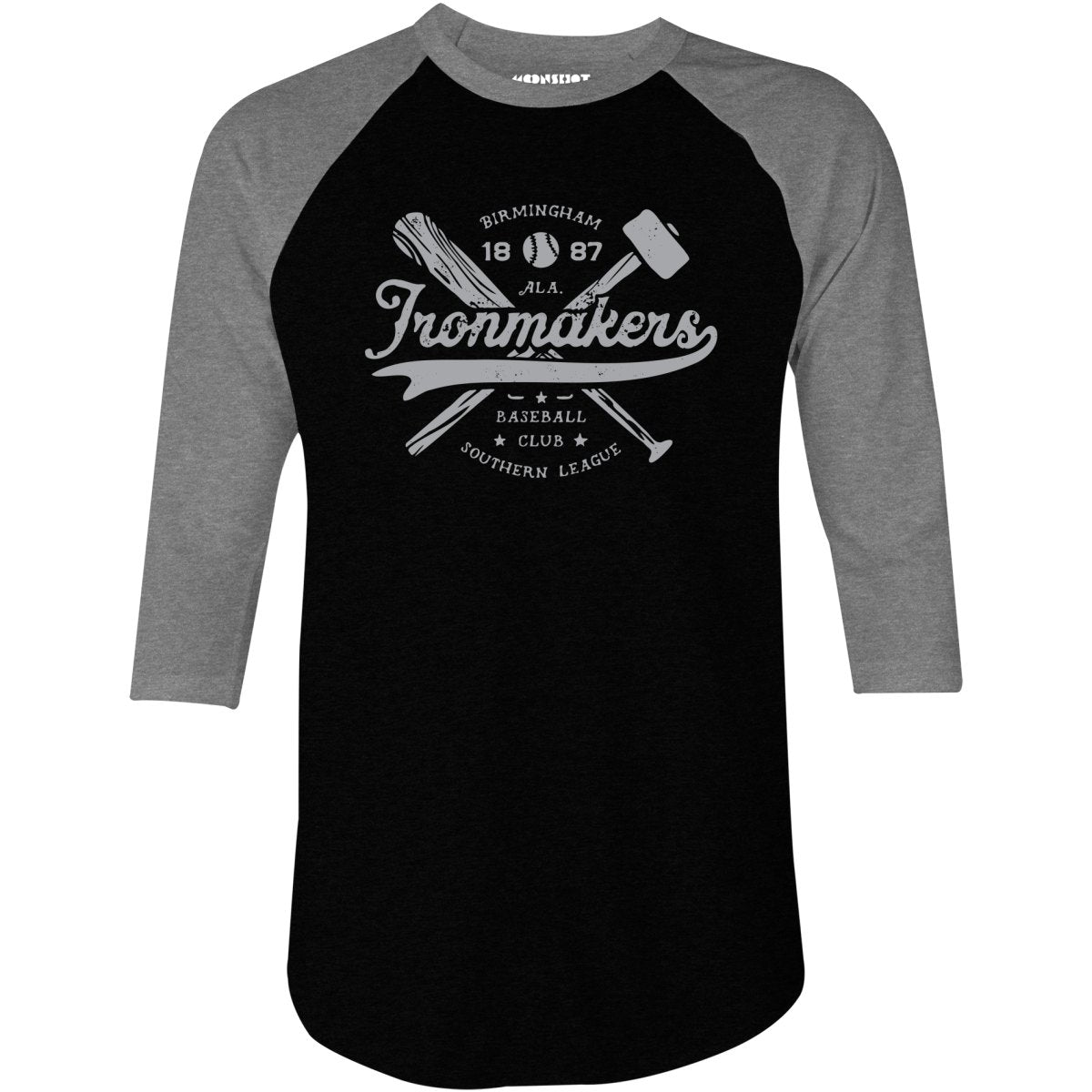 Birmingham Ironmakers - Alabama - Vintage Defunct Baseball Teams - 3/4 Sleeve Raglan T-Shirt