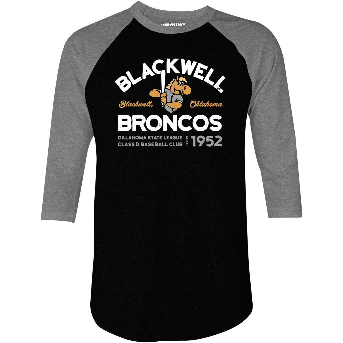Blackwell Broncos - Oklahoma - Vintage Defunct Baseball Teams - 3/4 Sleeve Raglan T-Shirt