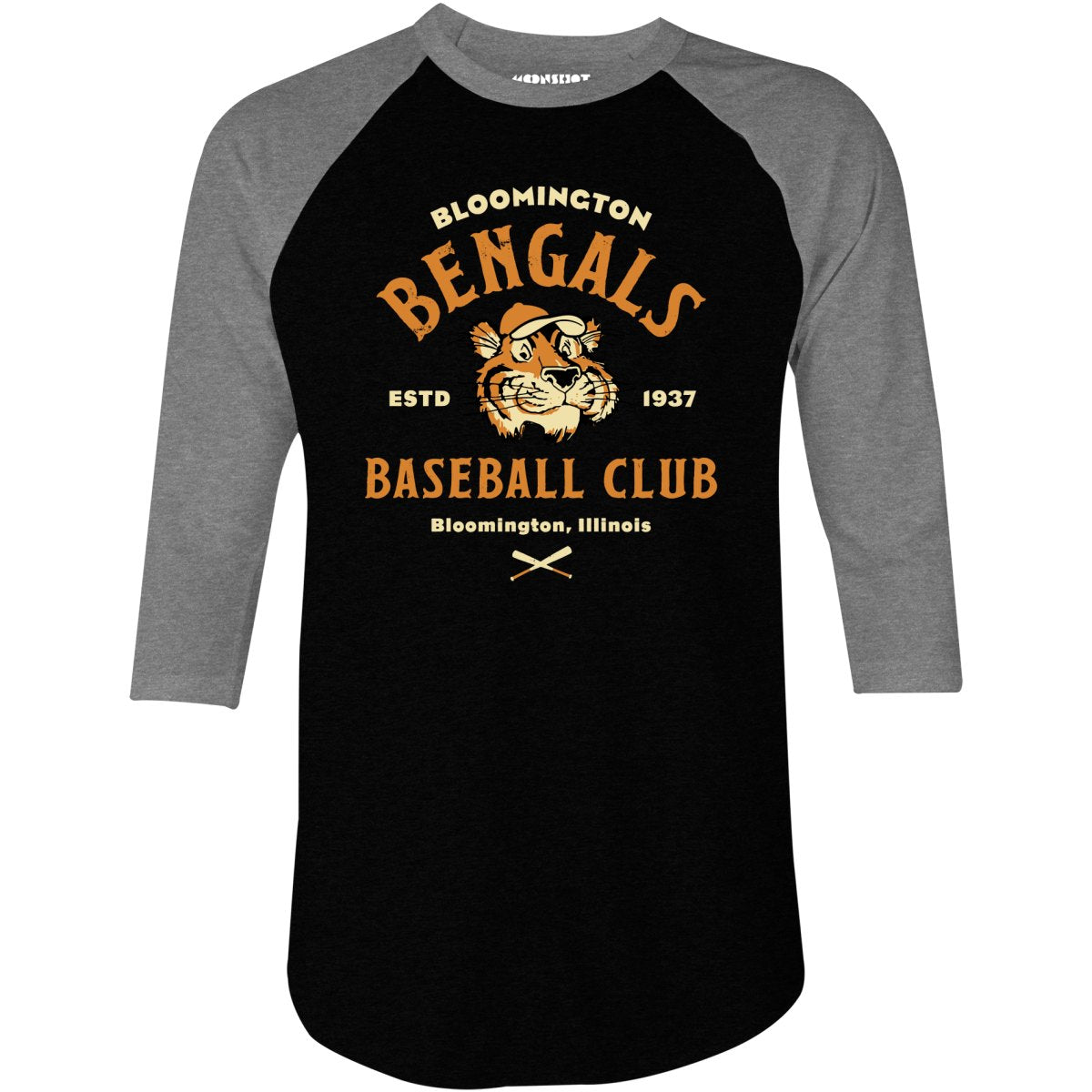 Bloomington Bengals - Illinois - Vintage Defunct Baseball Teams - 3/4 Sleeve Raglan T-Shirt