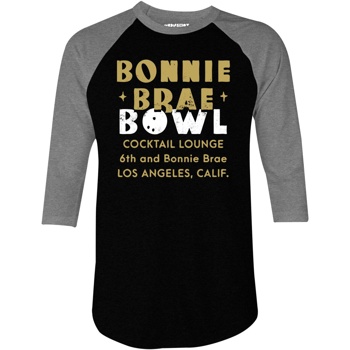 Bonnie Brae Bowl - Los Angeles, CA - Vintage Bowling Alley - 3/4 Sleeve Raglan T-Shirt