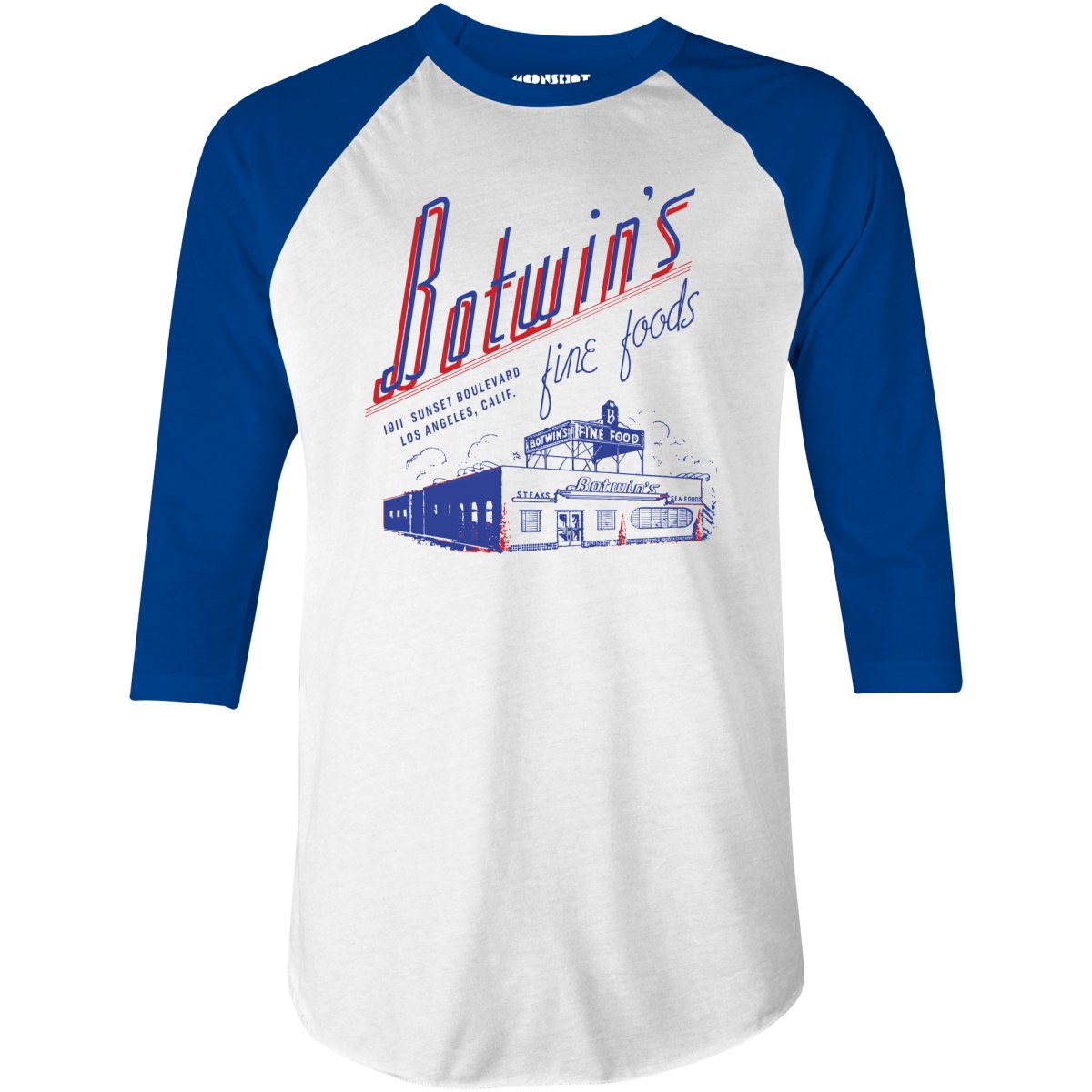Botwin's Cafe v2 - Los Angeles, CA - Vintage Restaurant - 3/4 Sleeve Raglan T-Shirt