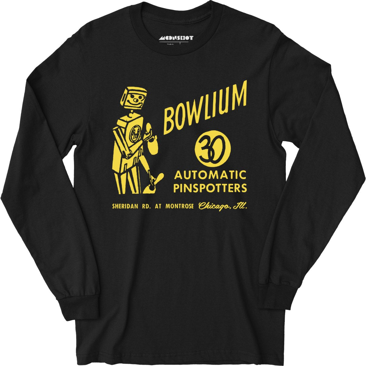 Bowlium v2 - Chicago, IL - Vintage Bowling Alley - Long Sleeve T-Shirt