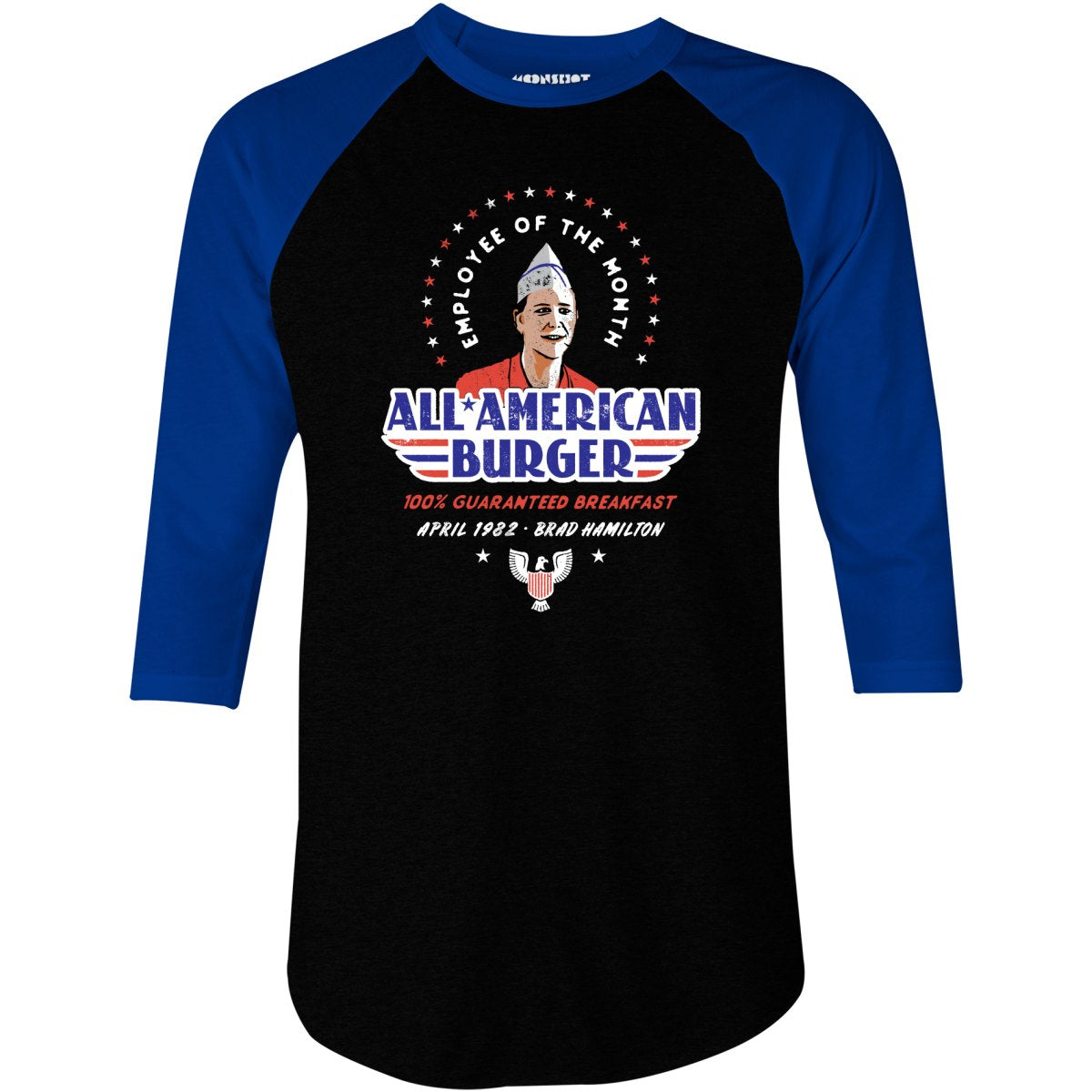 Brad Hamilton - All American Burger - 3/4 Sleeve Raglan T-Shirt