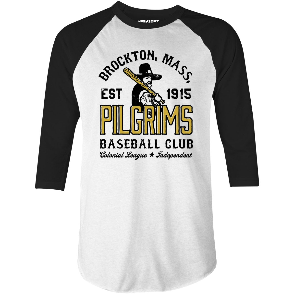 Brockton Pilgrims - Massachusetts - Vintage Defunct Baseball Teams - 3/4 Sleeve Raglan T-Shirt