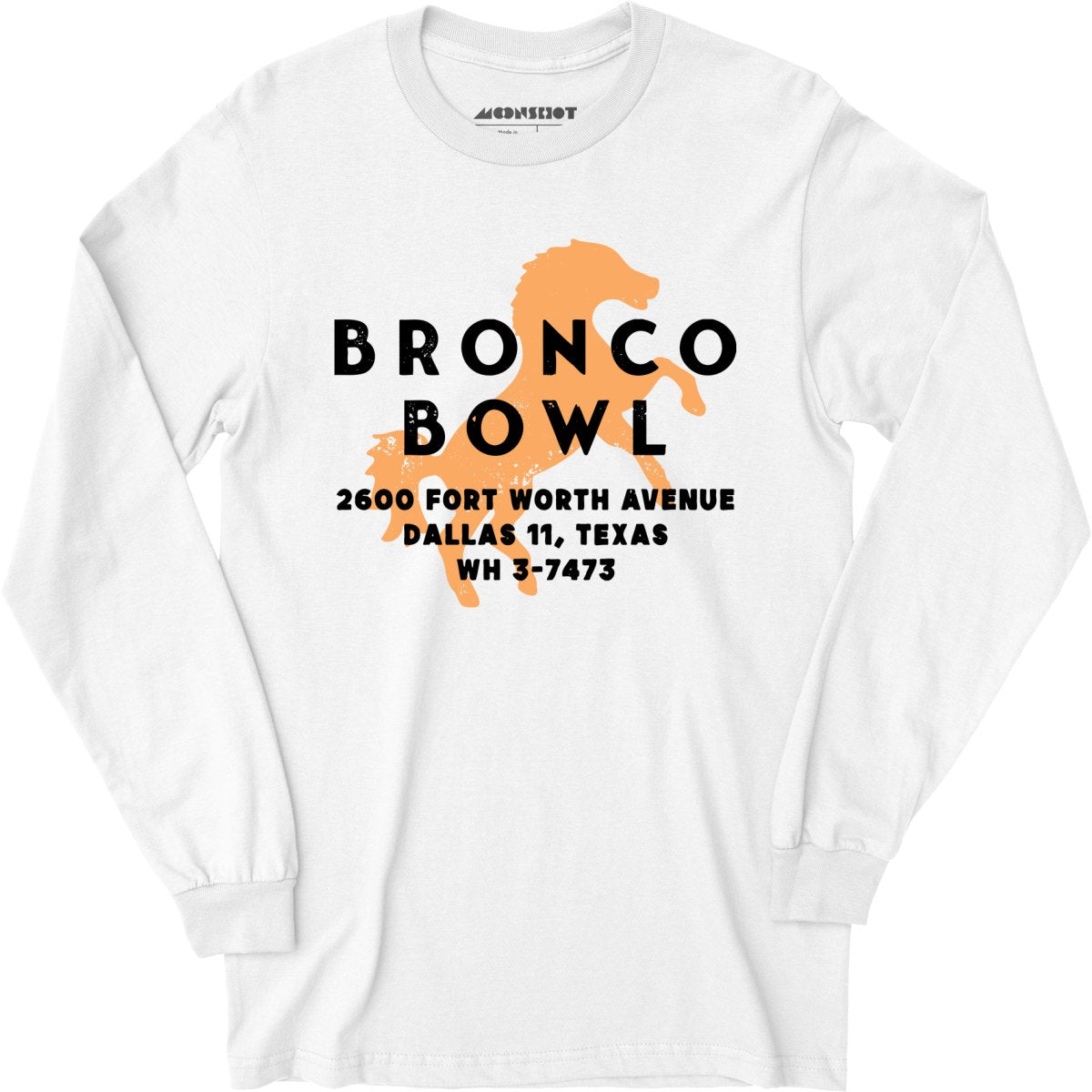 Bronco Bowl - Dallas, TX - Vintage Bowling Alley - Long Sleeve T-Shirt