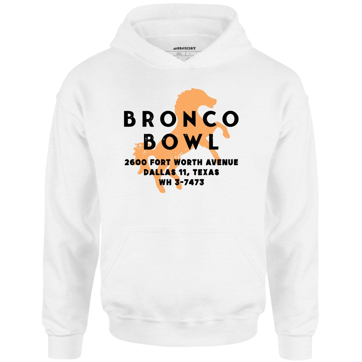 Bronco Bowl - Dallas, TX - Vintage Bowling Alley - Unisex Hoodie