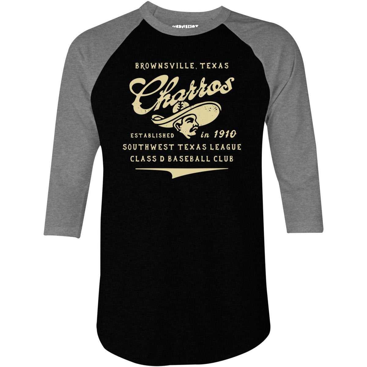 Brownsville Charros - Texas - Vintage Defunct Baseball Teams - 3/4 Sleeve Raglan T-Shirt