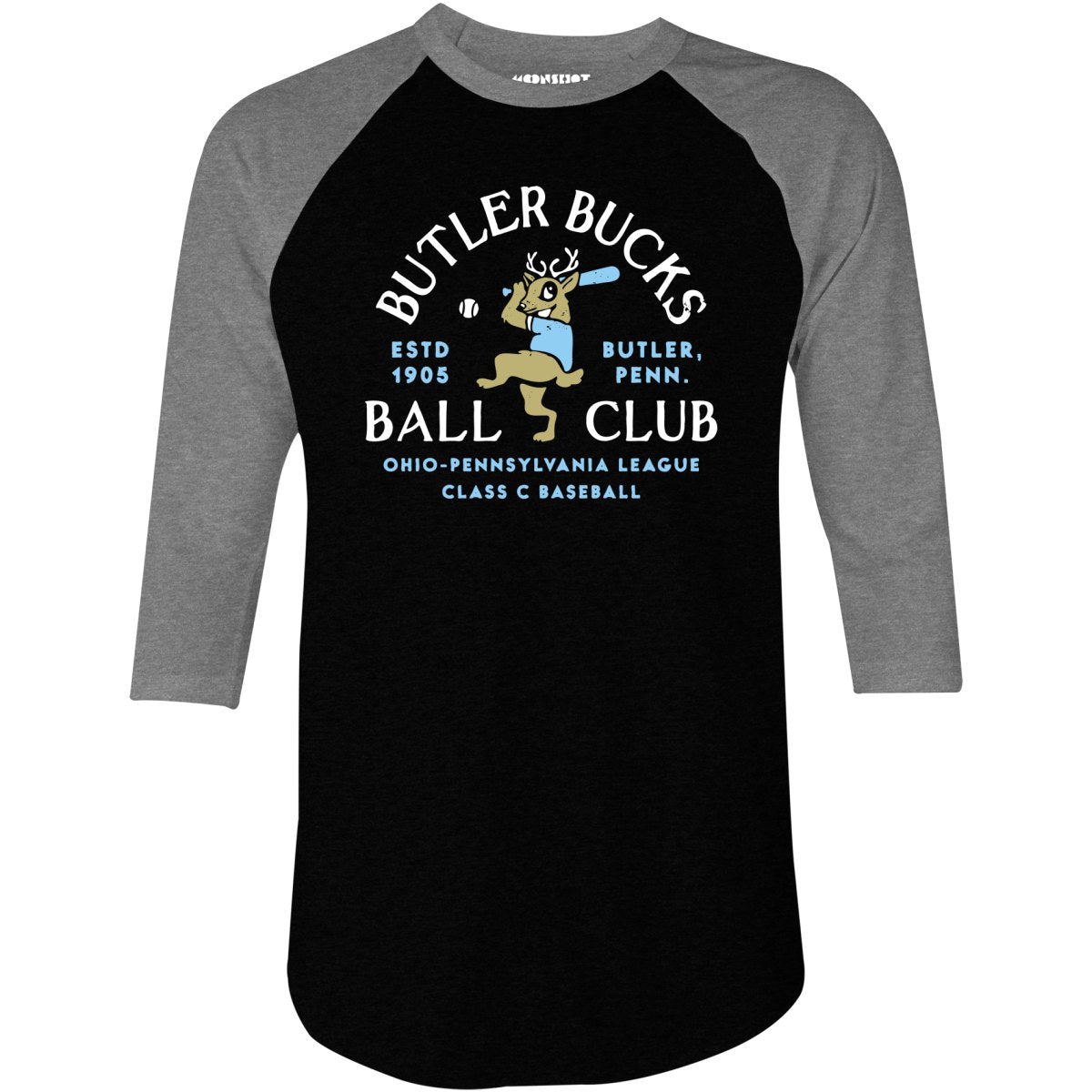 Butler Bucks - Pennsylvania - Vintage Defunct Baseball Teams - 3/4 Sleeve Raglan T-Shirt