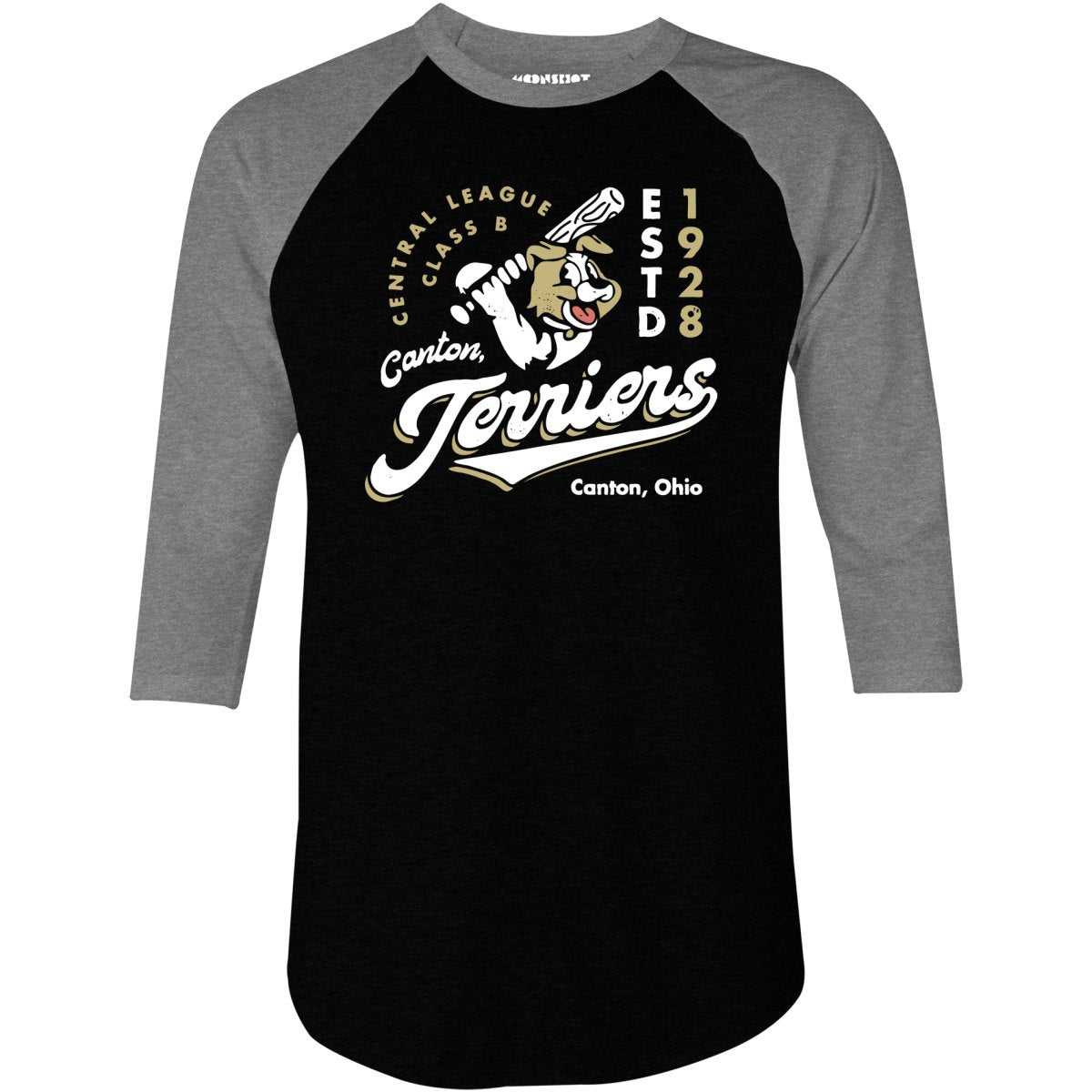 Canton Terriers - Ohio  - Vintage Defunct Baseball Teams - 3/4 Sleeve Raglan T-Shirt