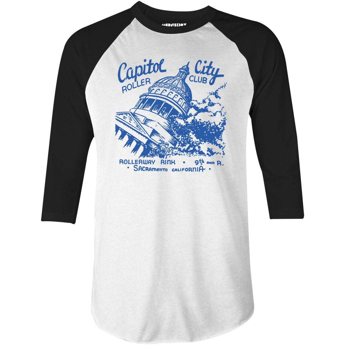 Capitol City Roller Club - Sacramento, CA - Vintage Roller Rink - 3/4 Sleeve Raglan T-Shirt