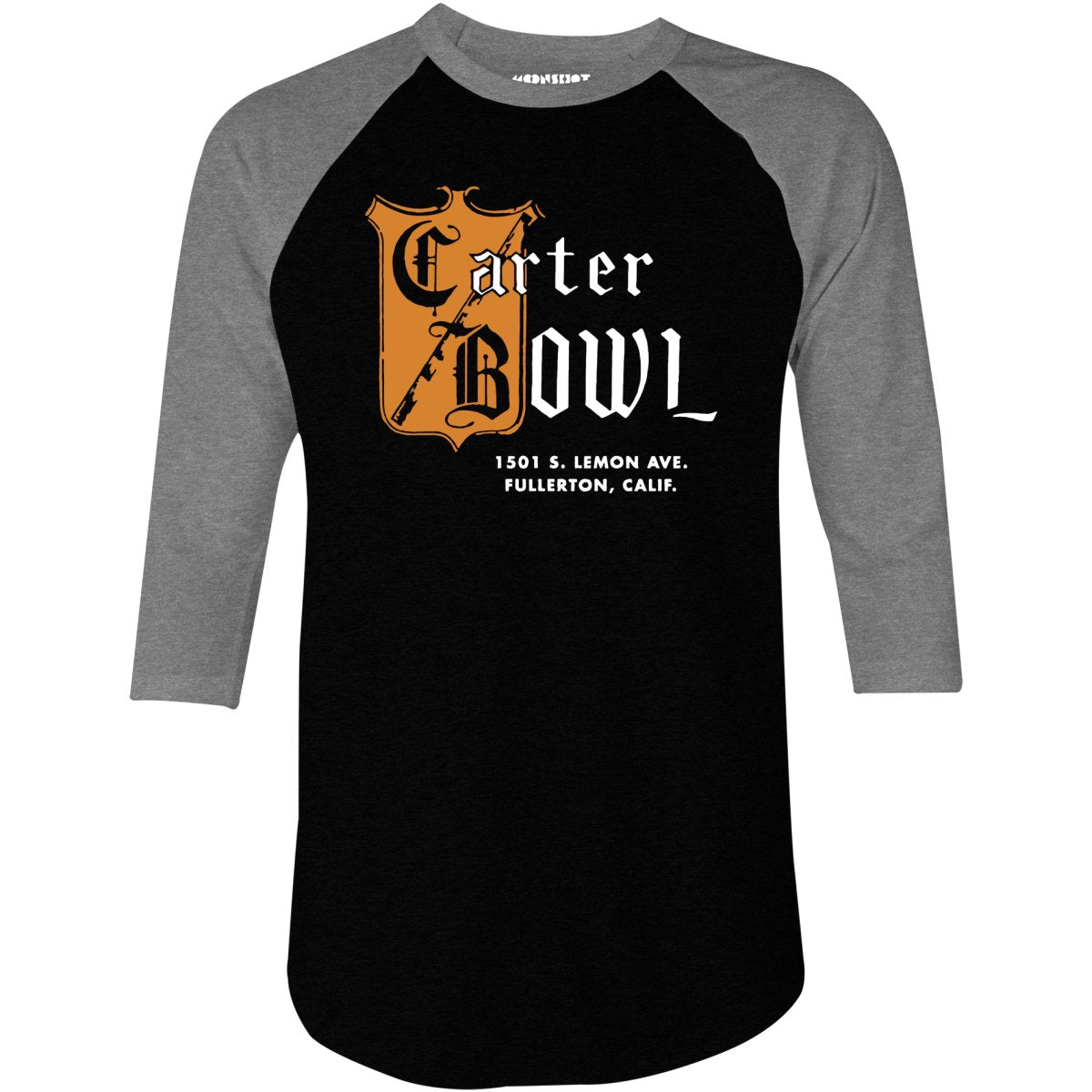 Carter Bowl - Fullerton, CA - Vintage Bowling Alley - 3/4 Sleeve Raglan T-Shirt