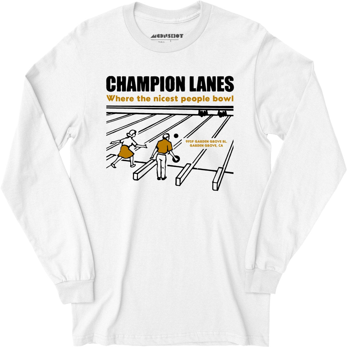 Champion Lanes - Garden Grove, CA - Vintage Bowling Alley - Long Sleeve T-Shirt