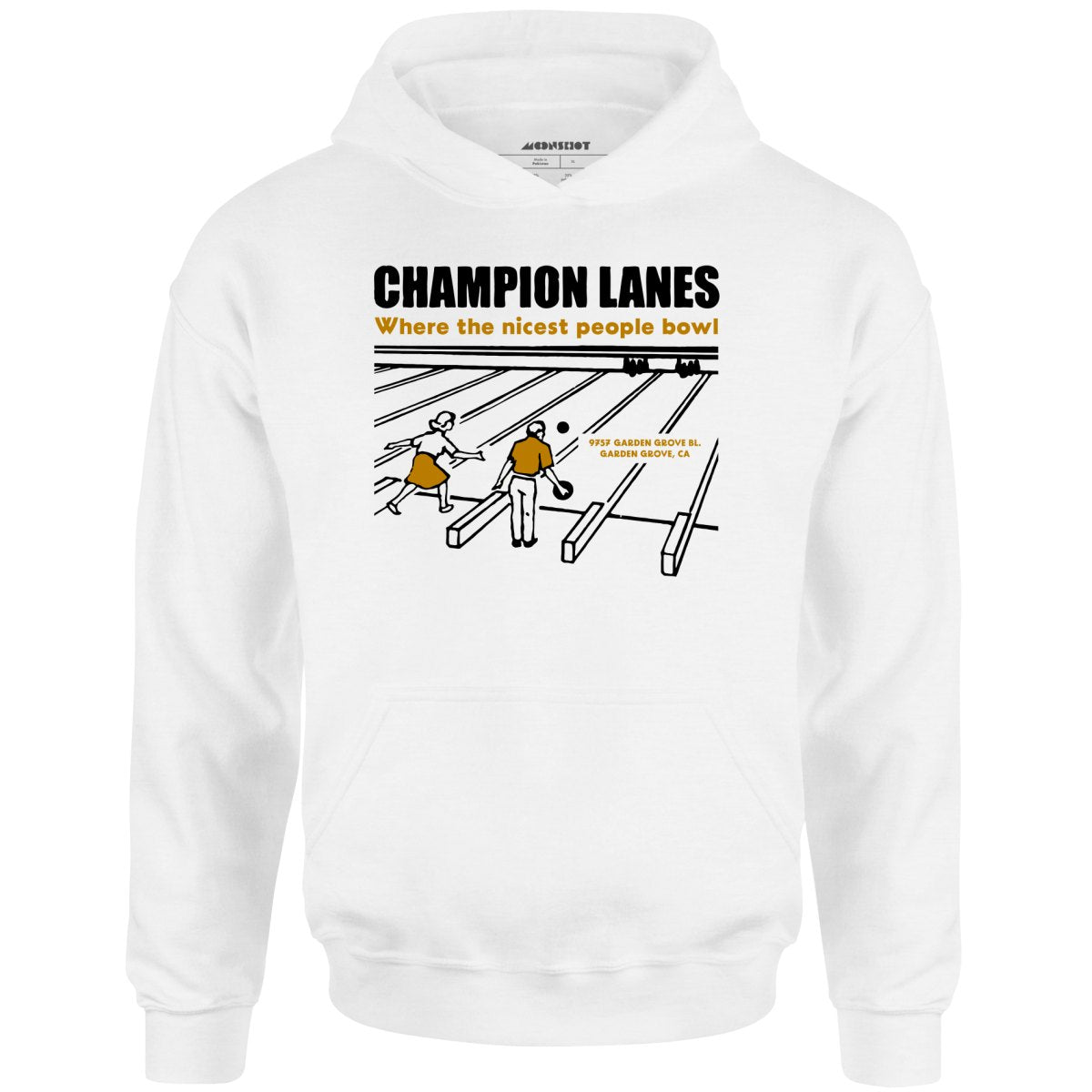 Champion Lanes - Garden Grove, CA - Vintage Bowling Alley - Unisex Hoodie