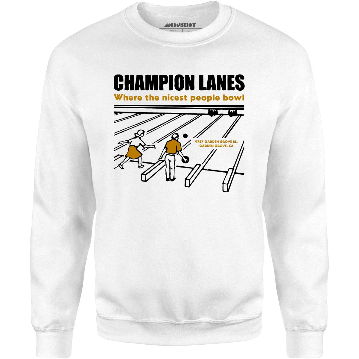 Champion Lanes - Garden Grove, CA - Vintage Bowling Alley - Unisex Sweatshirt