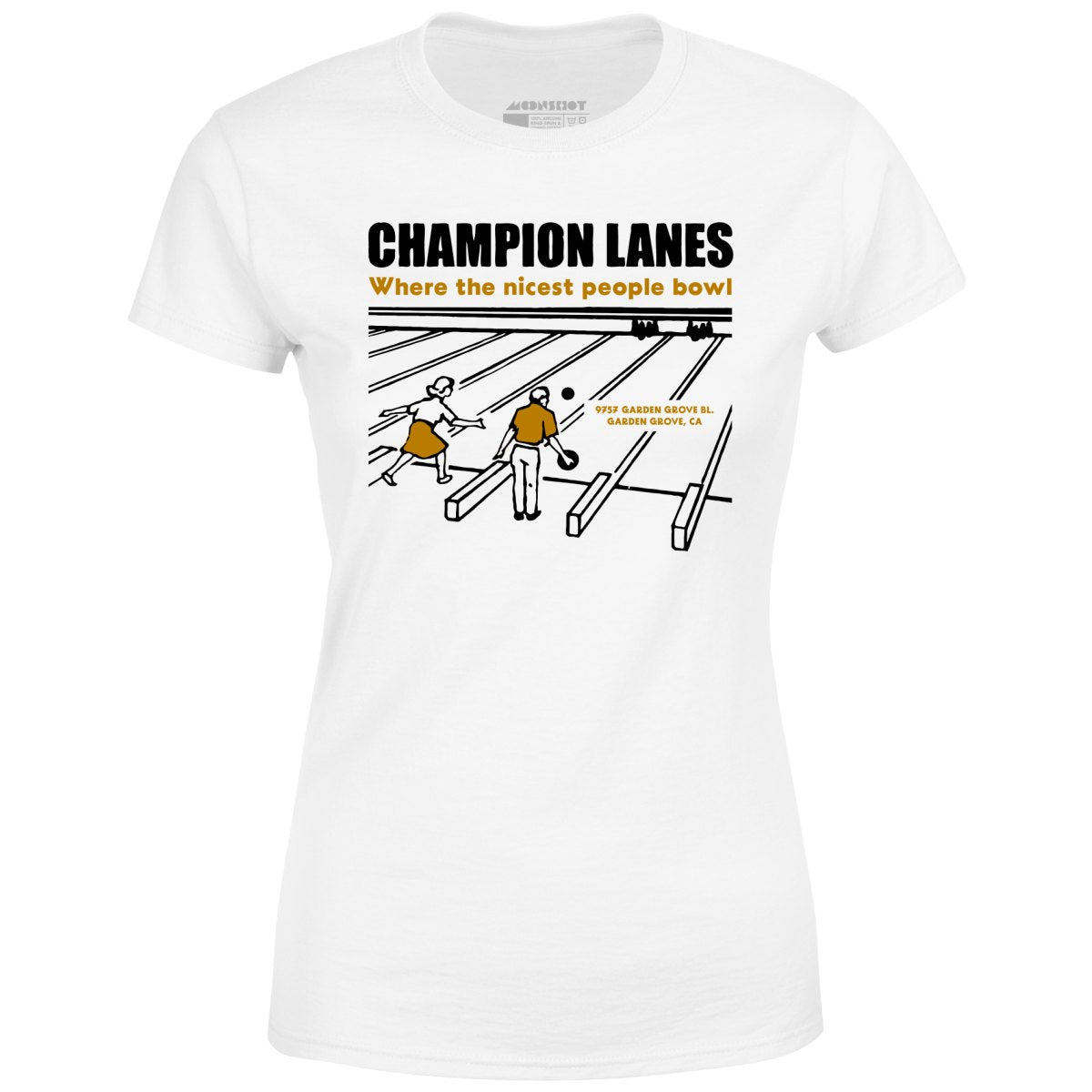 Champion Lanes - Garden Grove, CA - Vintage Bowling Alley - Women's T-Shirt