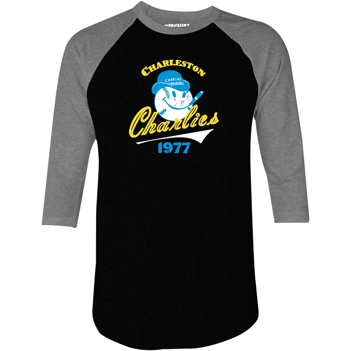 Charleston Charlies - West Virginia - Vintage Defunct Baseball Teams - 3/4 Sleeve Raglan T-Shirt