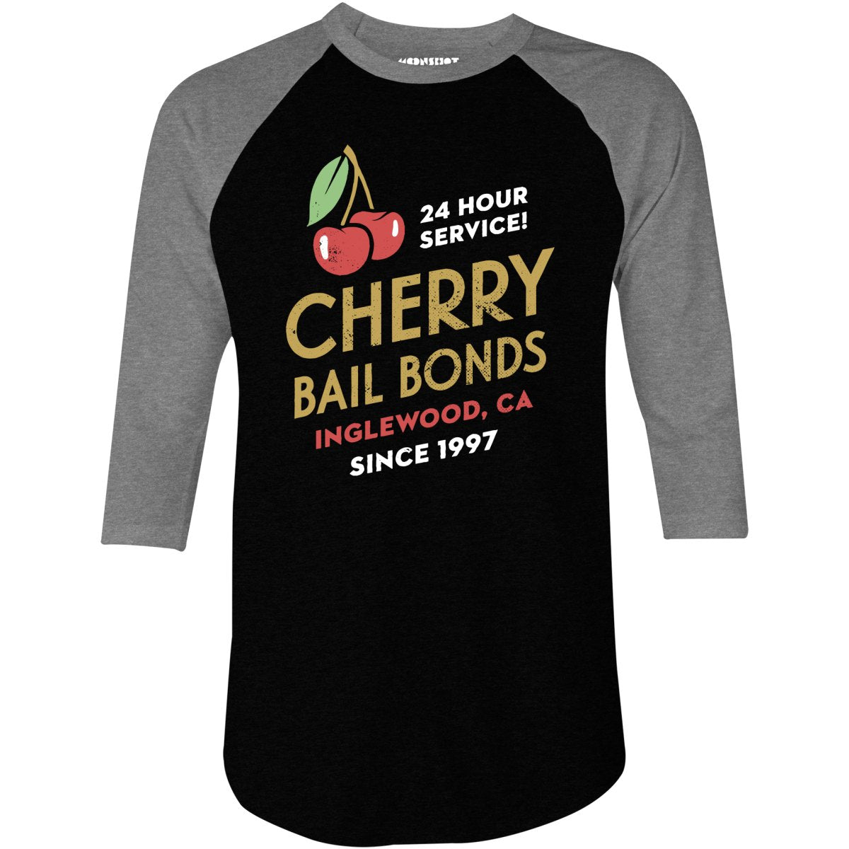 Cherry Bail Bonds - Jackie Brown - 3/4 Sleeve Raglan T-Shirt