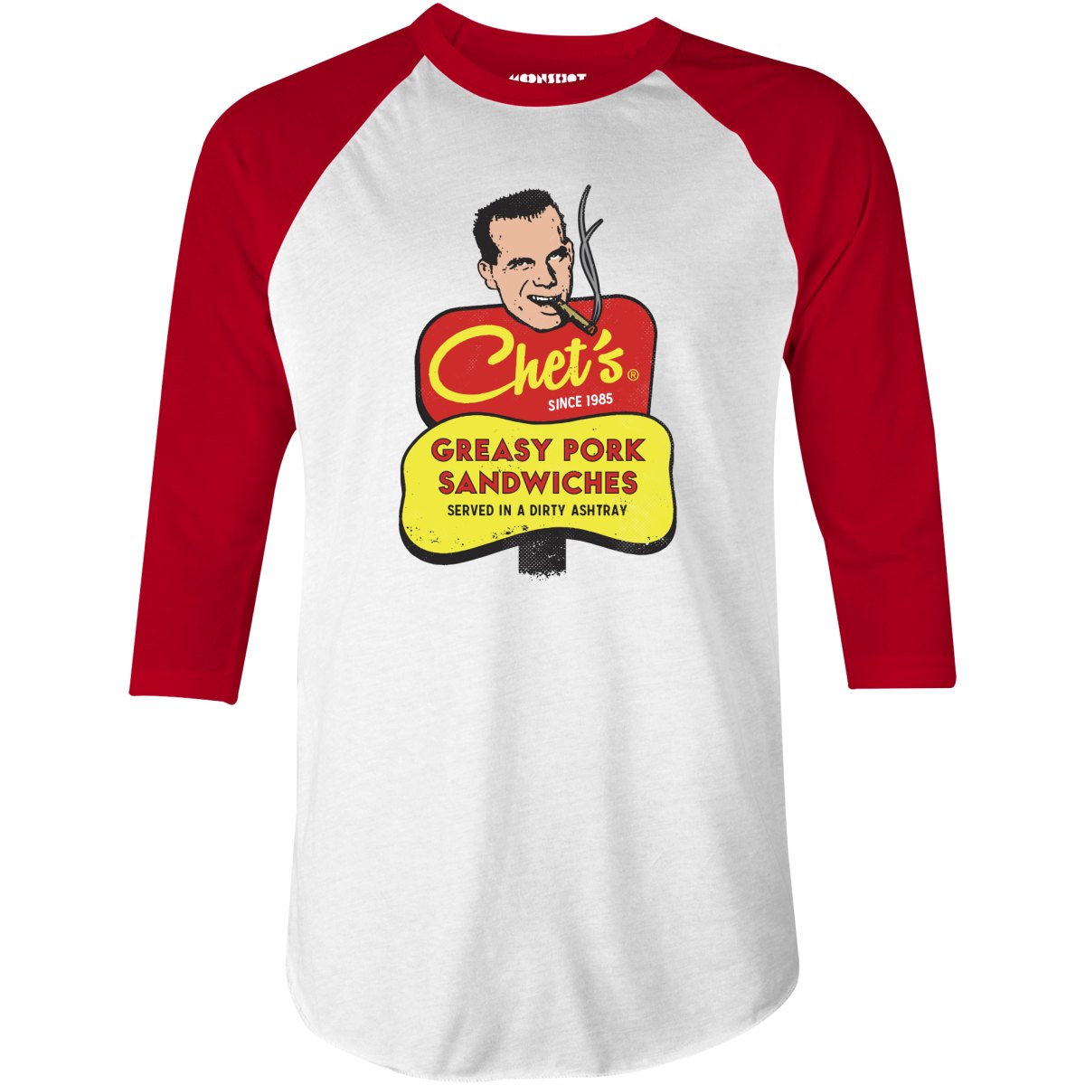 Chet's Greasy Pork Sandwiches - 3/4 Sleeve Raglan T-Shirt