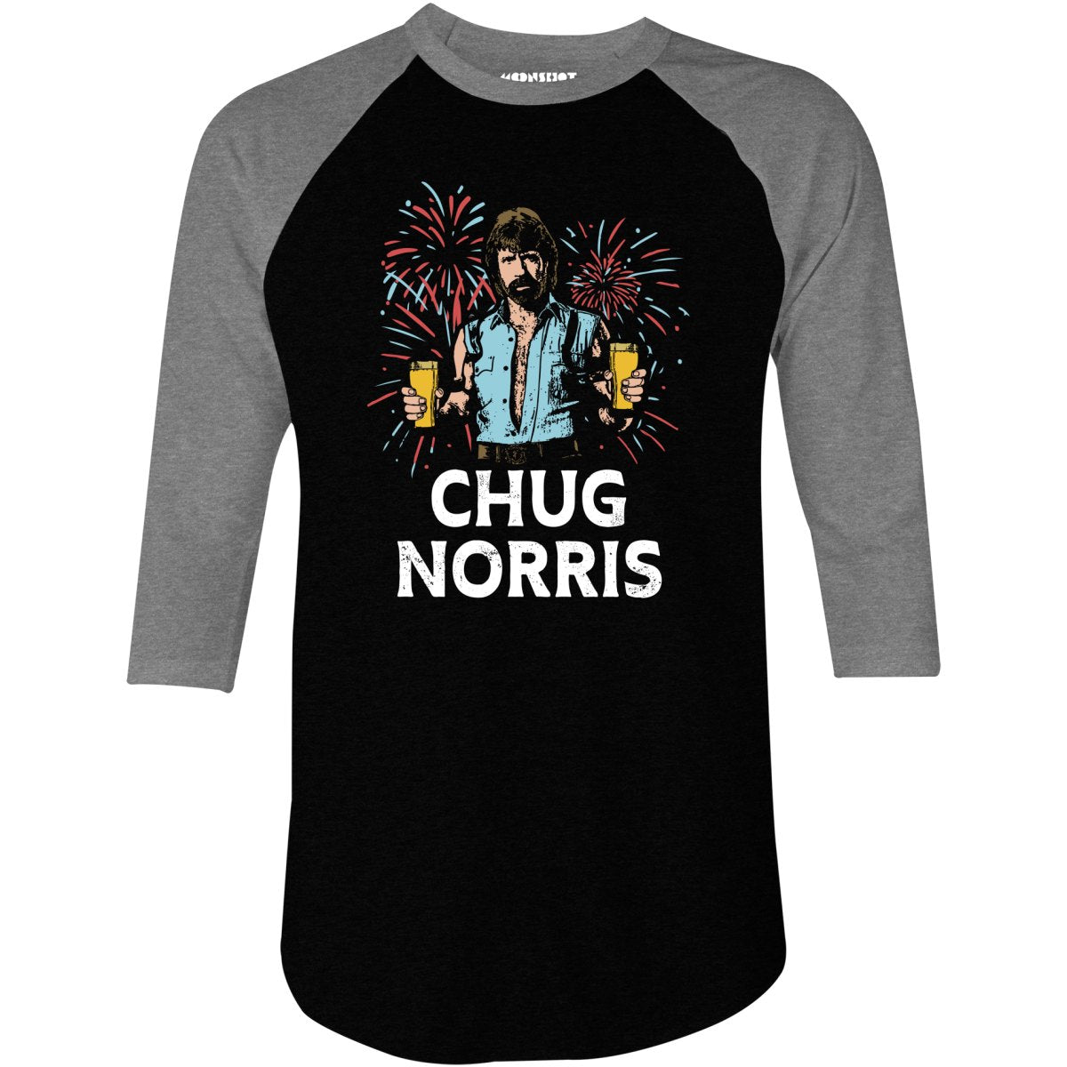 Chug Norris 4th of July - 3/4 Sleeve Raglan T-Shirt