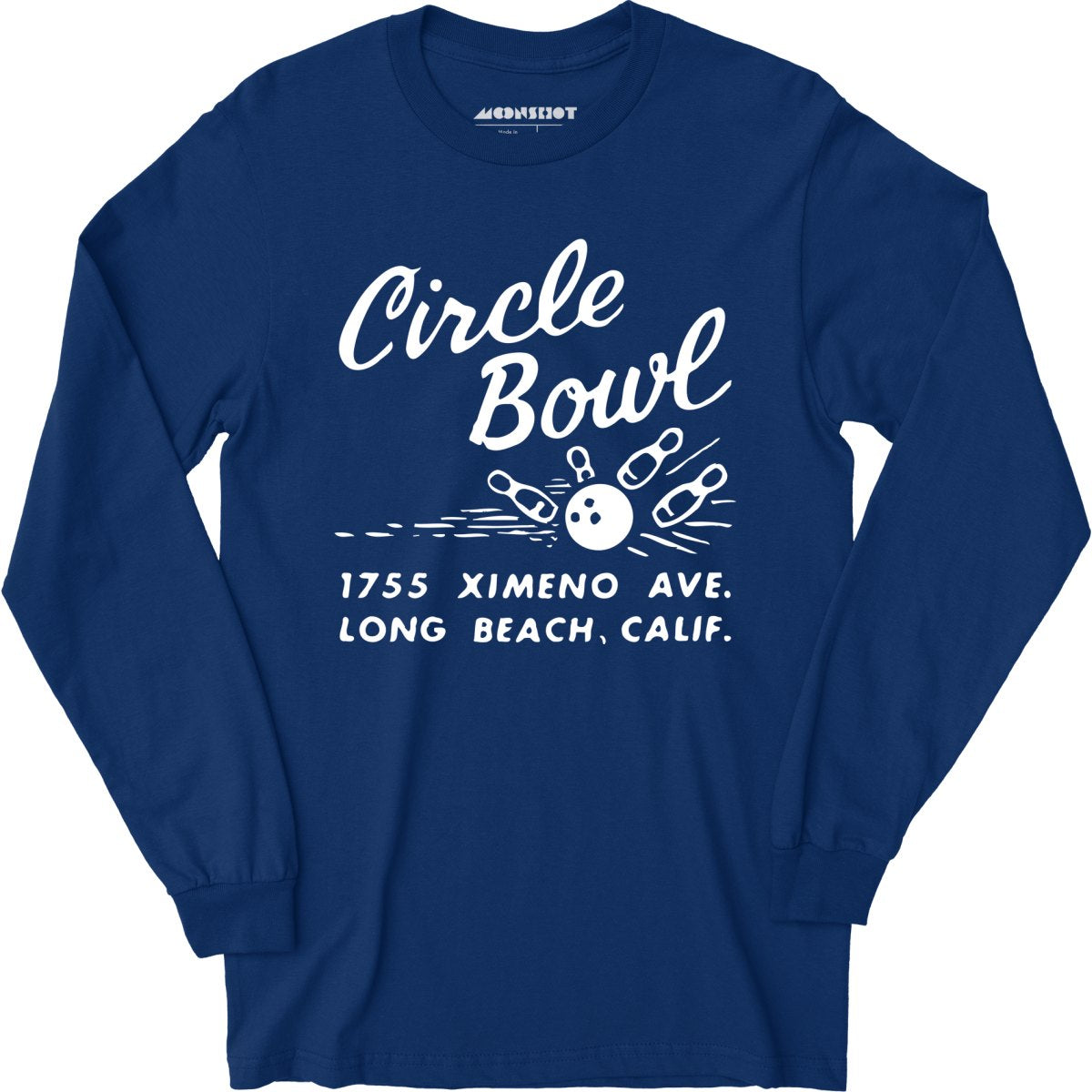 Circle Bowl - Long Beach, CA - Vintage Bowling Alley - Long Sleeve T-Shirt