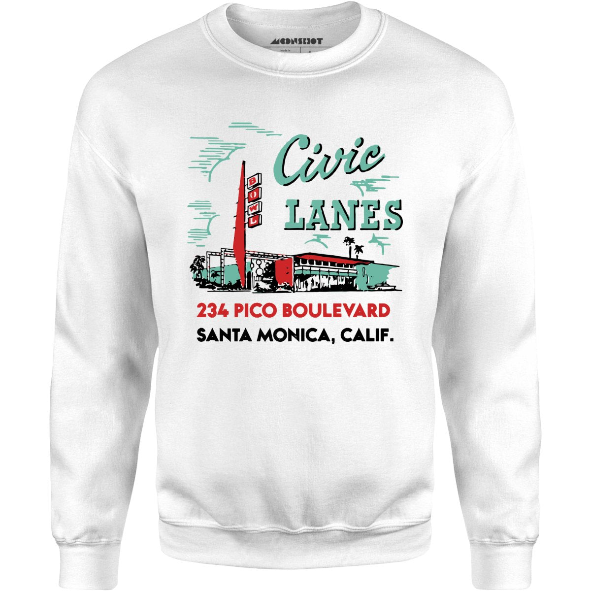 Civic Lanes - Santa Monica, CA - Vintage Bowling Alley - Unisex Sweatshirt