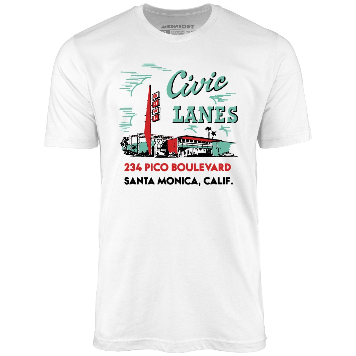 Civic Lanes - Santa Monica, CA - Vintage Bowling Alley - Unisex T-Shirt