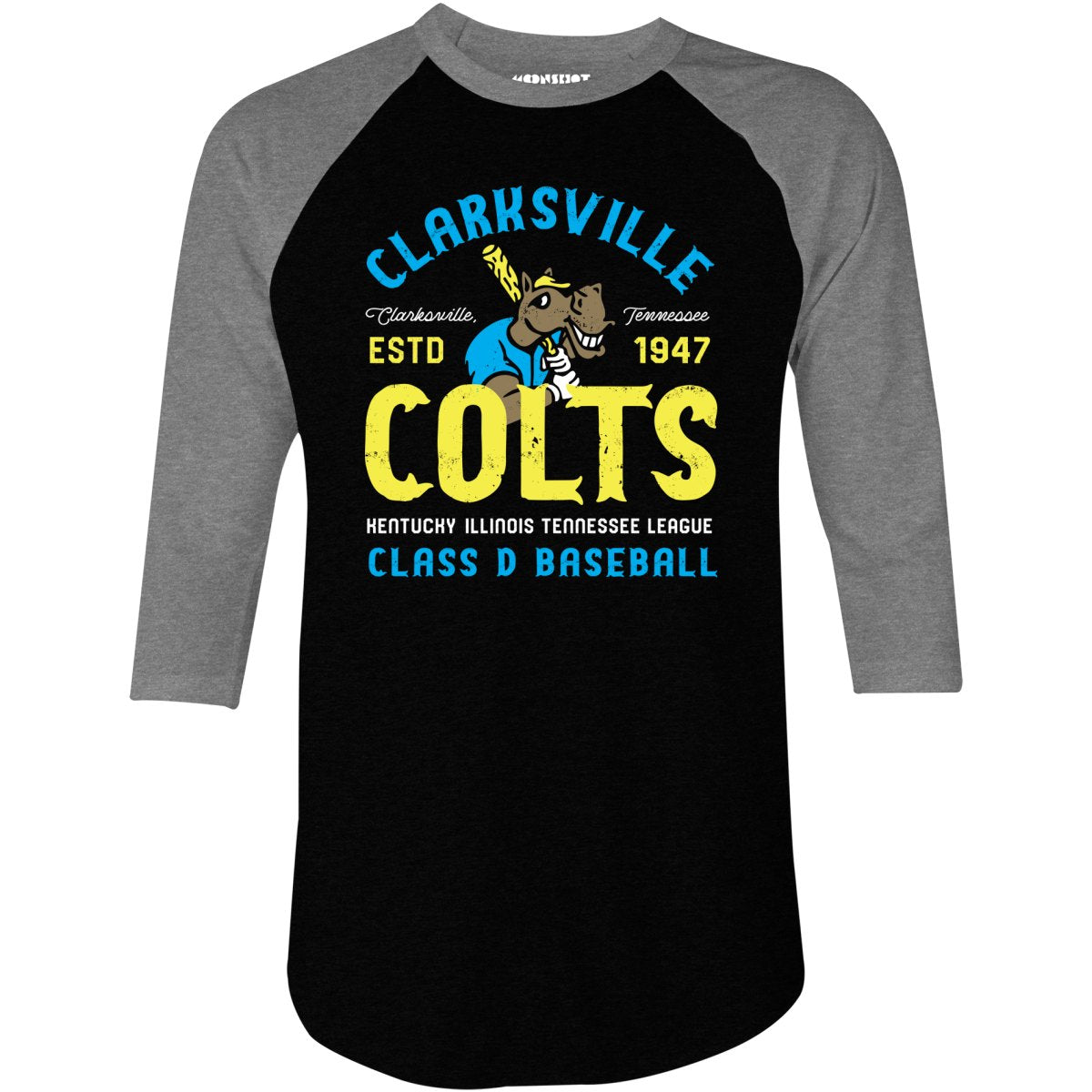 Clarksville Colts - Tennessee - Vintage Defunct Baseball Teams - 3/4 Sleeve Raglan T-Shirt