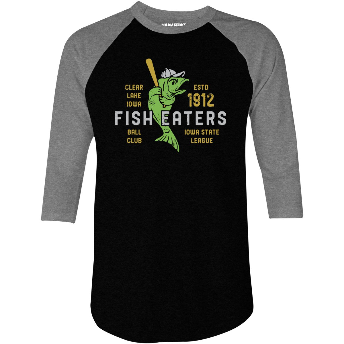 Clear Lake Fish Eaters - Iowa  - Vintage Defunct Baseball Teams - 3/4 Sleeve Raglan T-Shirt