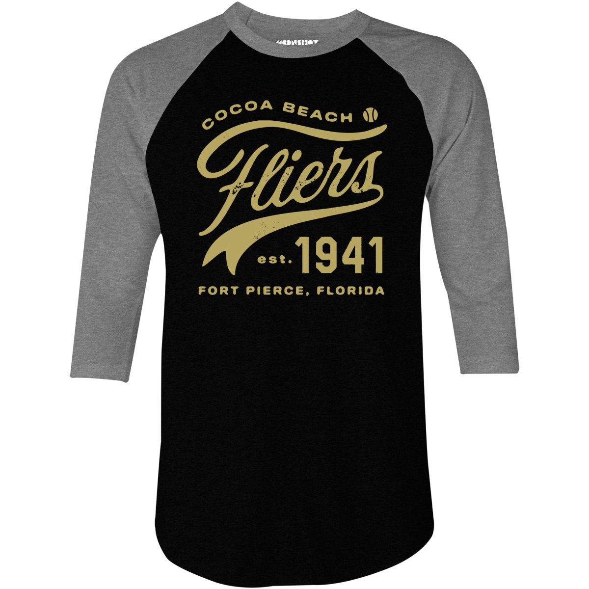 Cocoa Beach Fliers - Florida - Vintage Defunct Baseball Teams - 3/4 Sleeve Raglan T-Shirt