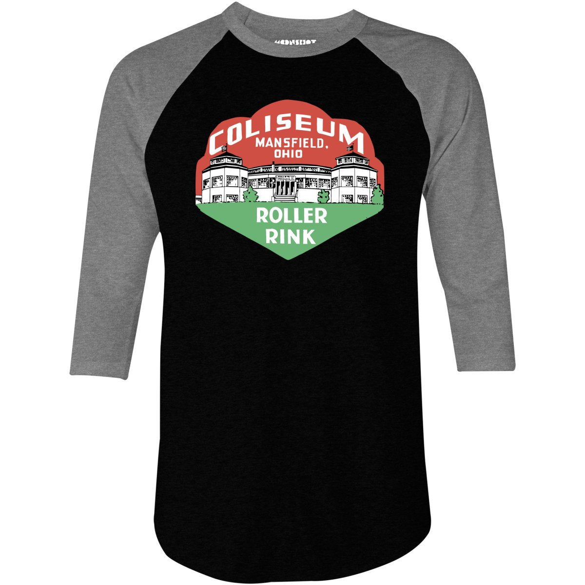 Coliseum - Mansfield, OH - Vintage Roller Rink - 3/4 Sleeve Raglan T-Shirt