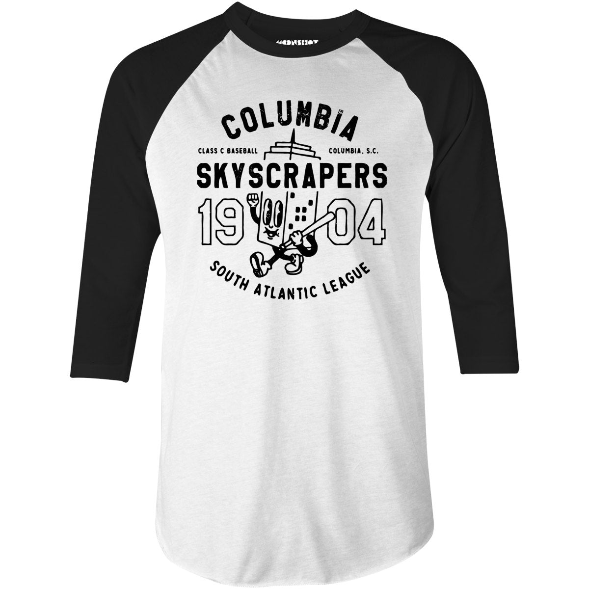 Columbia Skyscrapers - South Carolina - Vintage Defunct Baseball Teams - 3/4 Sleeve Raglan T-Shirt