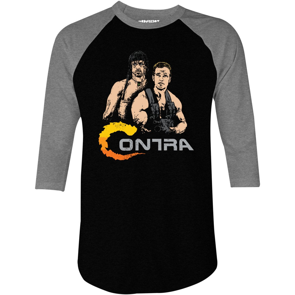 Contra Action Heroes Mashup Parody - 3/4 Sleeve Raglan T-Shirt