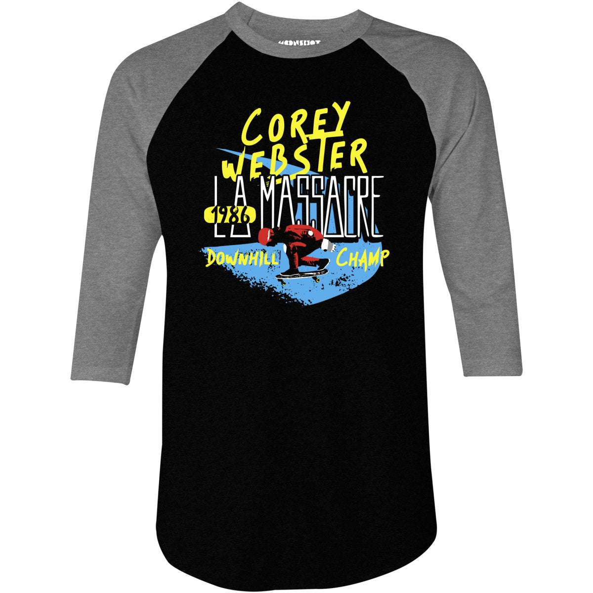 Corey Webster 1986 LA Massacre Downhill Champ - 3/4 Sleeve Raglan T-Shirt