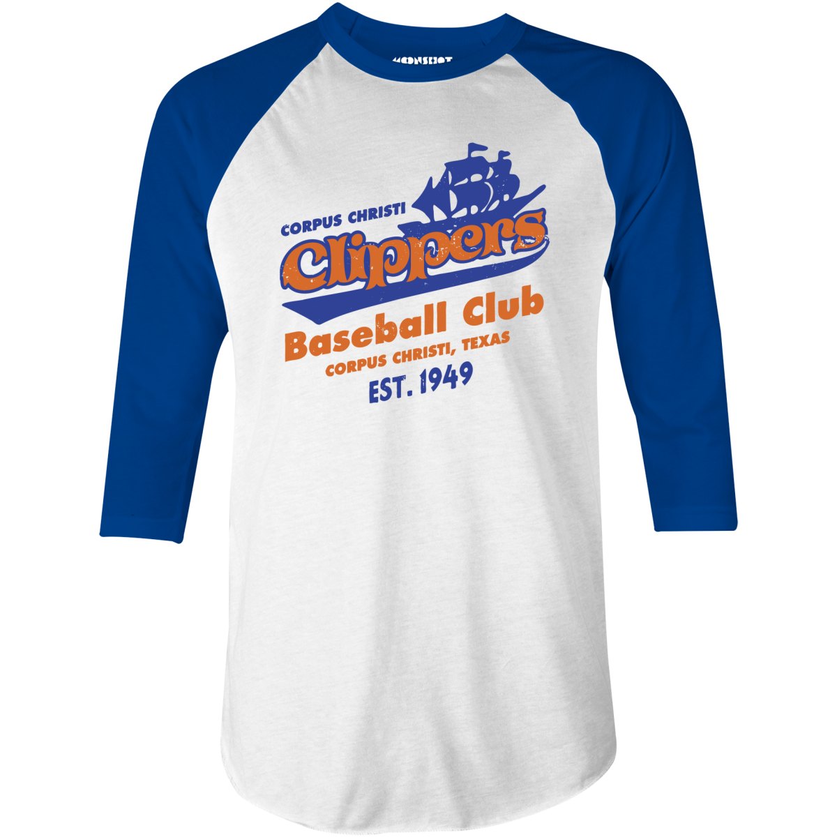 Corpus Christi Clippers - Texas - Vintage Defunct Baseball Teams - 3/4 Sleeve Raglan T-Shirt