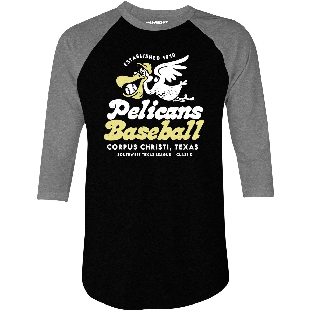 Corpus Christi Pelicans - Texas - Vintage Defunct Baseball Teams - 3/4 Sleeve Raglan T-Shirt