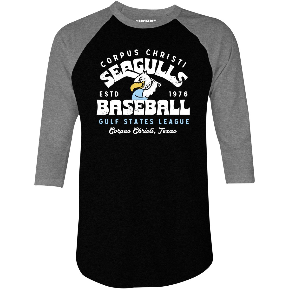 Corpus Christi Seagulls - Texas - Vintage Defunct Baseball Teams - 3/4 Sleeve Raglan T-Shirt