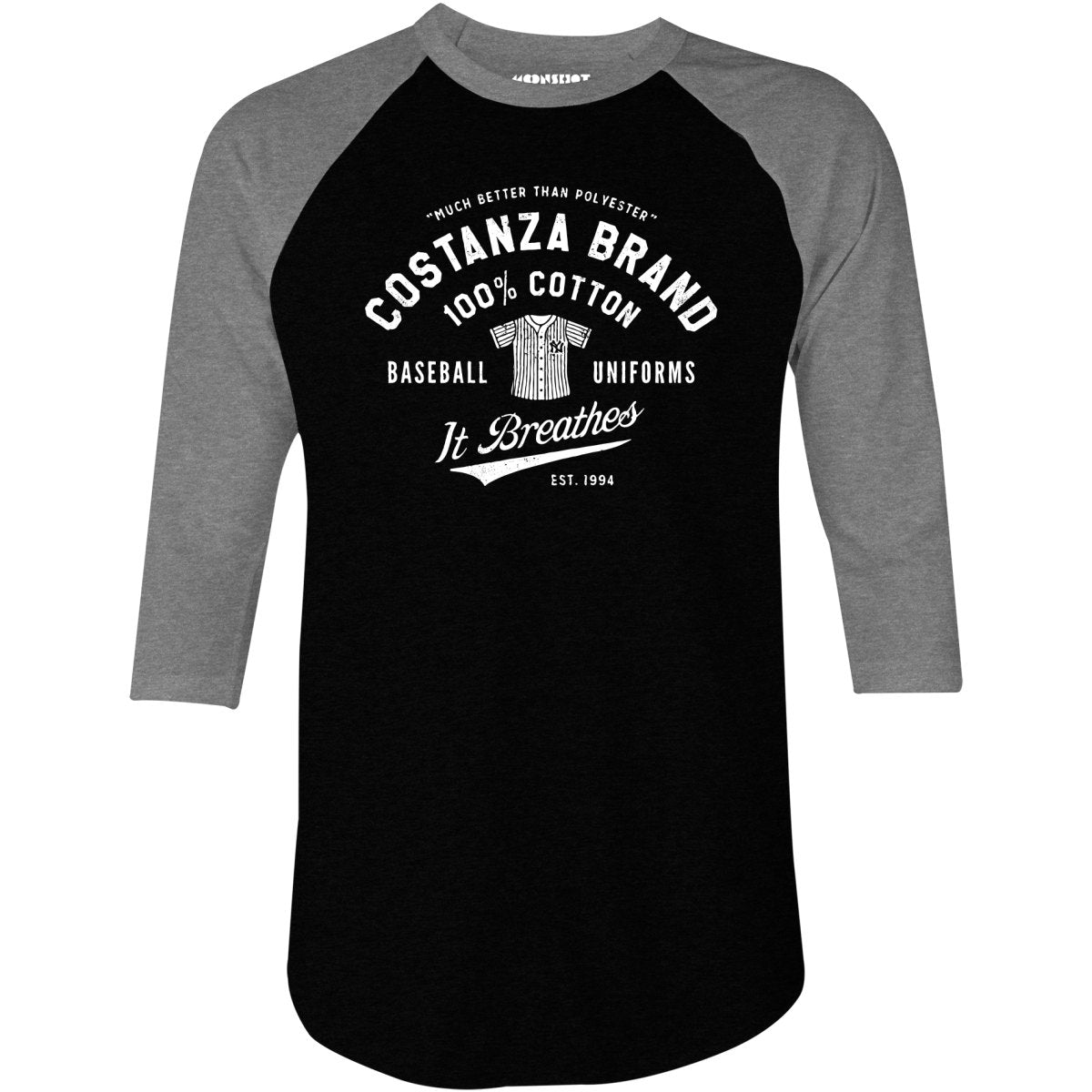 Costanza Brand Cotton Baseball Uniforms - 3/4 Sleeve Raglan T-Shirt